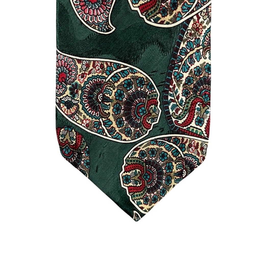 Embassy Square Mens Paisley Silk Necktie Forest Green Burgundy Teal Classic Tie